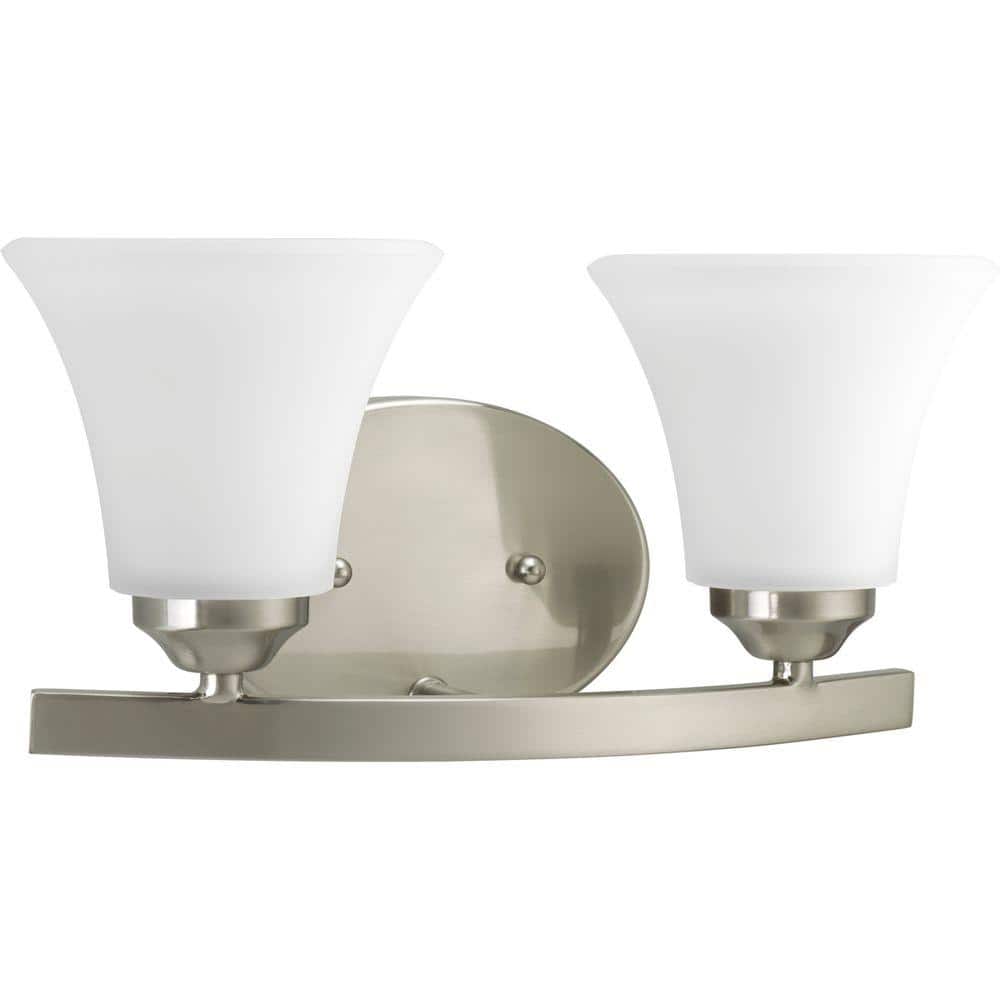 Adorn Collection 2-Light Brushed Nickel Etched Glass Traditional Bath Vanit