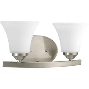 Adorn Collection 2-Light Brushed Nickel Etched Glass Traditional Bath Vanity Light
