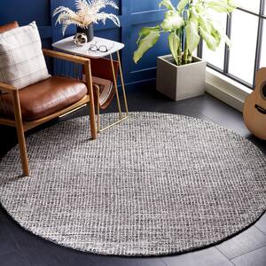 Abstract Black/Ivory 6 ft. x 6 ft. Speckled Round Area Rug