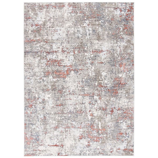 History 8 ft. x 10 ft. Light Gray/Terracotta Abstract Distressed Area Rug