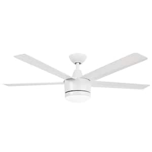 Merwry 52 in. Intergrated LED Matte White Ceiling Fan With Light And Remote Control