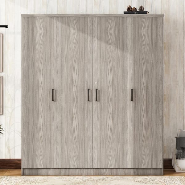 Harper & Bright Designs Gray Wood 59.2 in. 4-Door Wardrobe