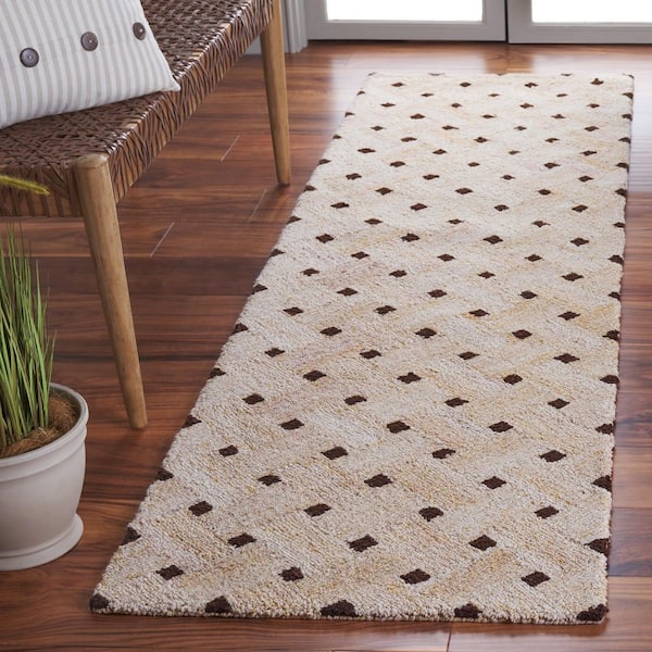 Genre 2 ft. x 8 ft. Light Brown/Ivory Spotted Lattice Runner Rug
