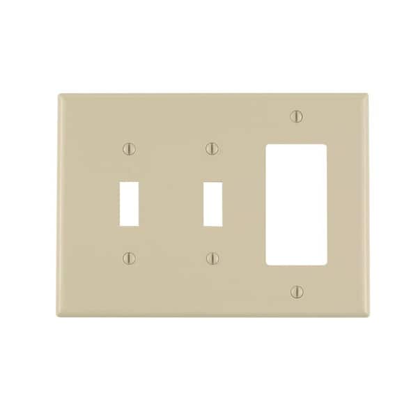 Leviton 3-Gang Ivory 2-Toggle / 1-Decora/Rocker Nylon Midway/Midsize Wall Plate (1-Pack) PJ226-I