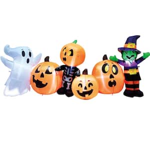 8 ft. Tall Black, Orange, Purple & White Vinyl Characters with Pumpkin Patch Halloween Inflatable