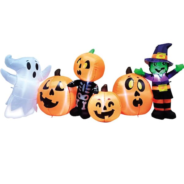 Joiedomi 8 ft. Tall Black, Orange, Purple & White Vinyl Characters with Pumpkin Patch Halloween Inflatable