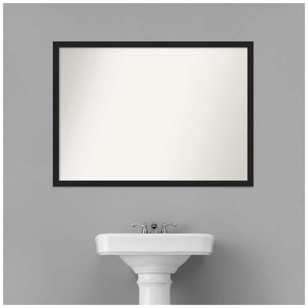 Grace Brushed Black and Silver Rectangular Bathroom Vanity Mirror
