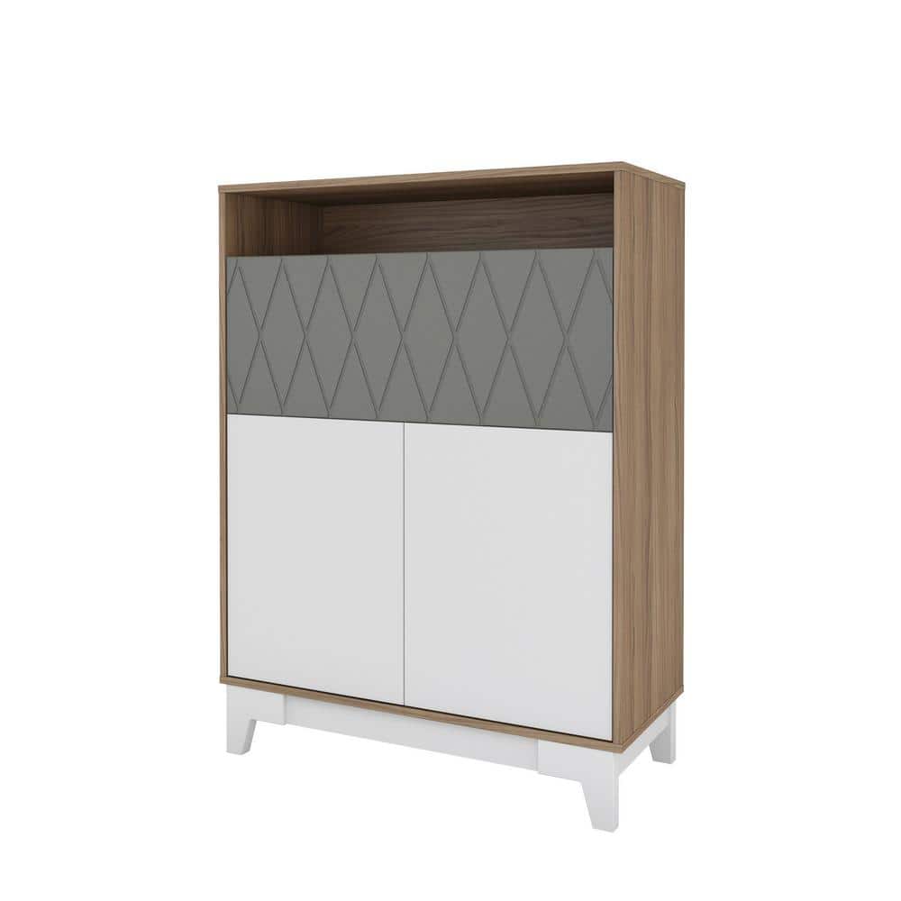Boss 36 in. Rectangular Nutmeg, White, and Greige Wood Secretary Desk with 