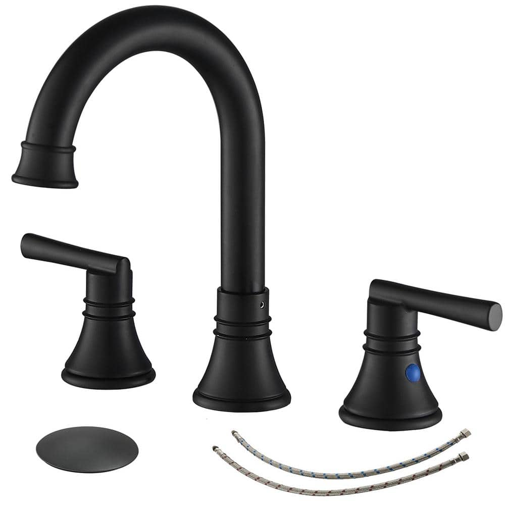 8 in. Widespread Double Handle Bathroom Faucet in Matte Black -  matrix decor, MDA-916443-B