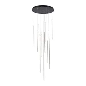 Chute 12 Head 1 Light 135-Watt Black Integrated LED Pendant Light