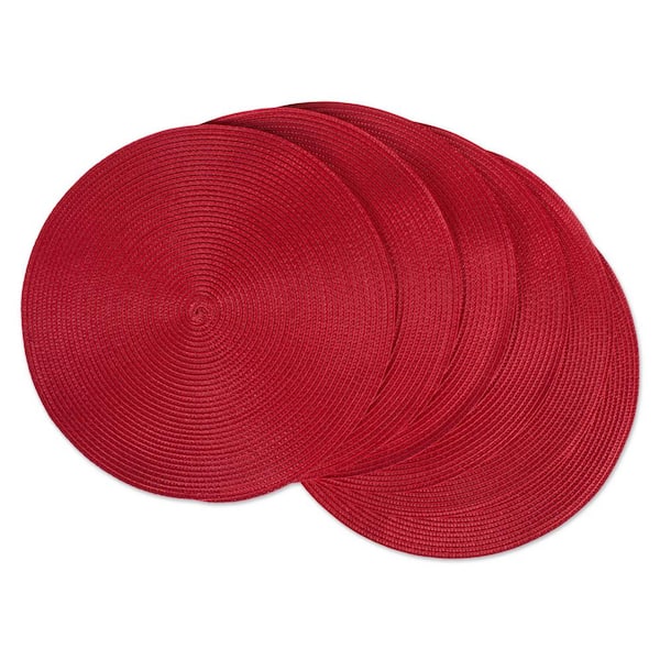 DII Red Round Woven Placemat (Set of 6)