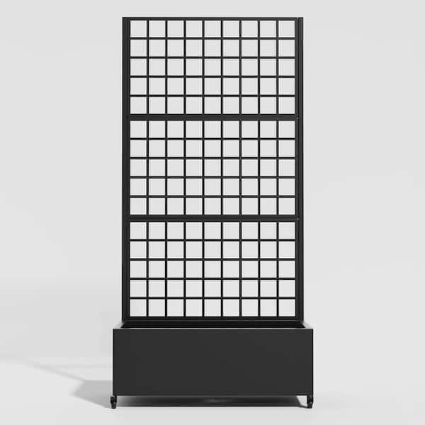 SpassWay 6 ft. H x 3 ft. W Metal Planter Box with Trellis Black