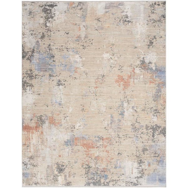 Nourison Modern Abstract Beige Grey 10 ft. x 13 ft. Abstract Contemporary Area Rug