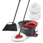 EasyWring Microfiber Spin Mop with Bucket System +2 Extra Mop Head Refills and PowerCorner Outdoor Angle Broom