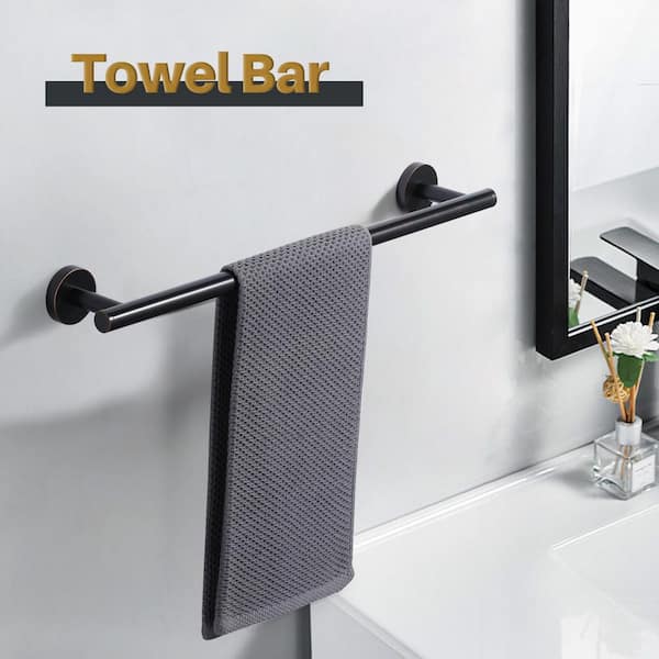1 Pack 20 in. Stainless Steel Wall Mounted Single Towel Bar in Oil Rubbed Bronze