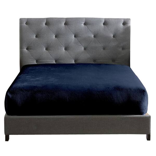 Polyester Full Size Premium Flannel Plush Easy Fit 1-Piece Fitted Sheet, Black