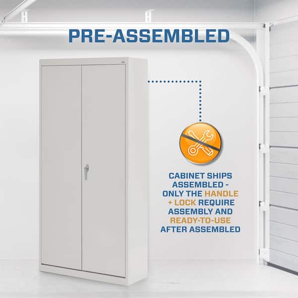 Value Line Series  30 in. W x 72 in. H x 18 in. D 24-Gauge 4-Shelf Freestanding Garage Storage Cabinet in Dove Gray