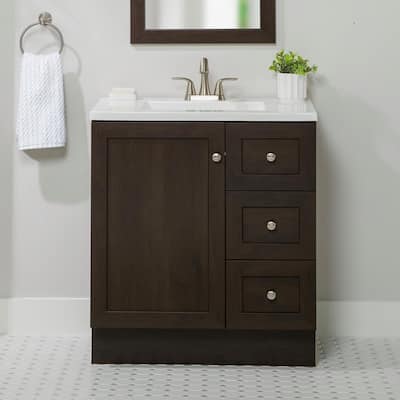Bannister 31 in. Single Sink Dusk Bath Vanity with White Cultured Marble Top (Assembled)