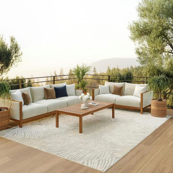 Suncoast Grey 9 ft. x 12 ft. Floral Contemporary Area Rug