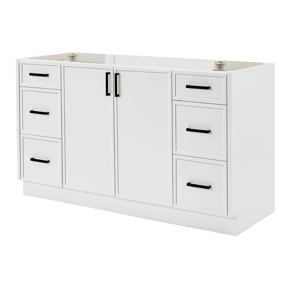 Kelly 60" White Solid Wood Freestanding Bathroom Vanity