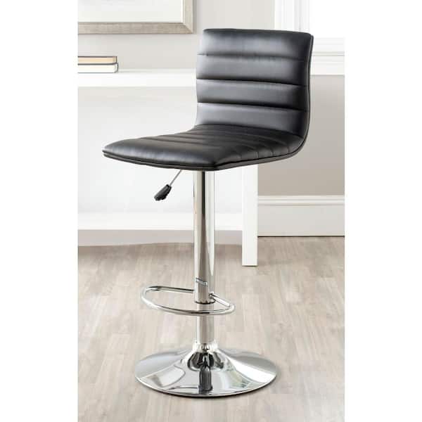 Arissa Black/Chrome Adjustable Height Swivel Cushioned Bar Stool