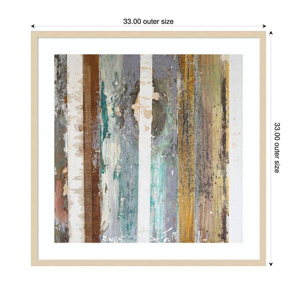 Muted Multicolor Abstract Blocks 21"x25" Wood Framed Wall Art