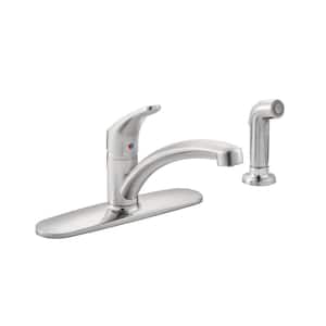 Colony Pro Single-Handle Standard Kitchen Faucet with Side Spray and Deck Plate in Stainless Steel