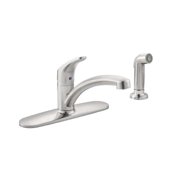 American Standard Colony Pro Single-Handle Standard Kitchen Faucet with Side Spray and Deck Plate in Stainless Steel