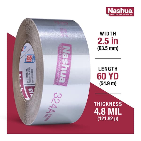 Nashua Tape - 2.5 in. x 60 yd. 324A Premium Foil HVAC UL Listed Sealer Duct Tape