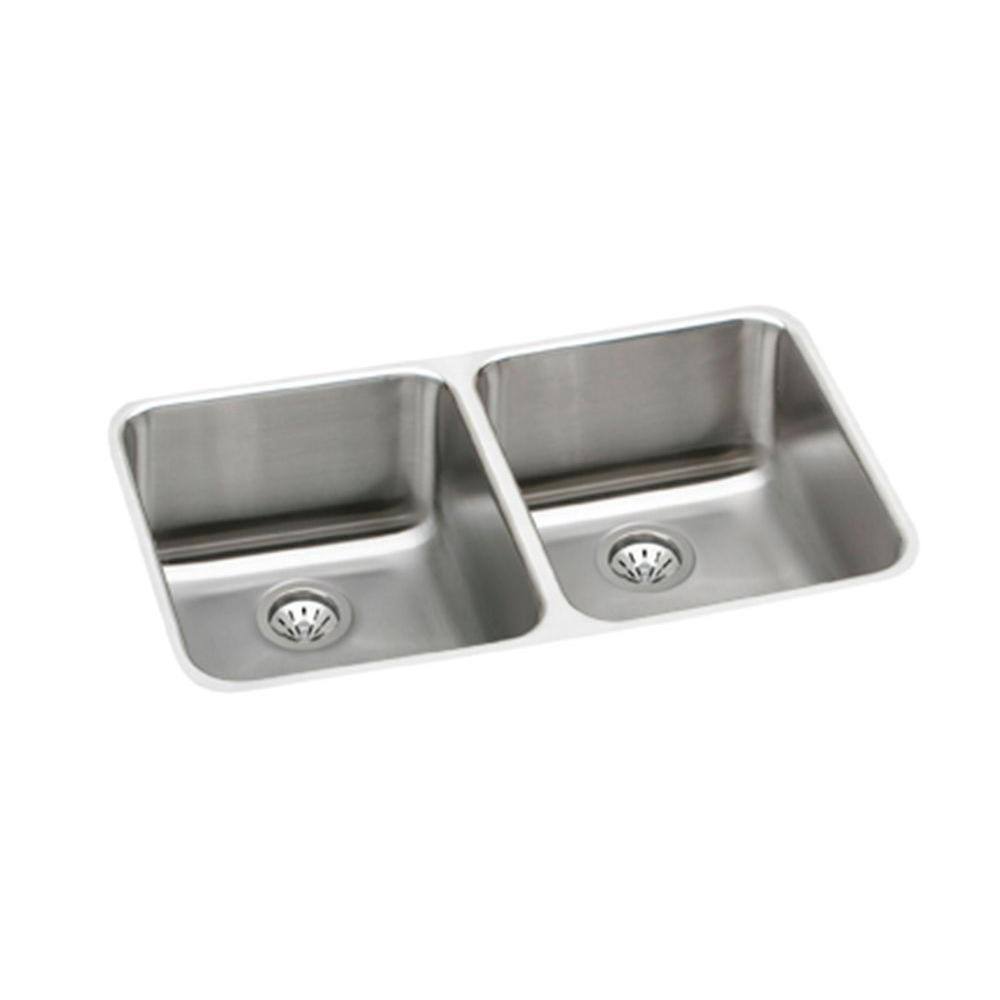Lustrous Satin Stainless Steel Double Basin Undermount Kitchen Sink