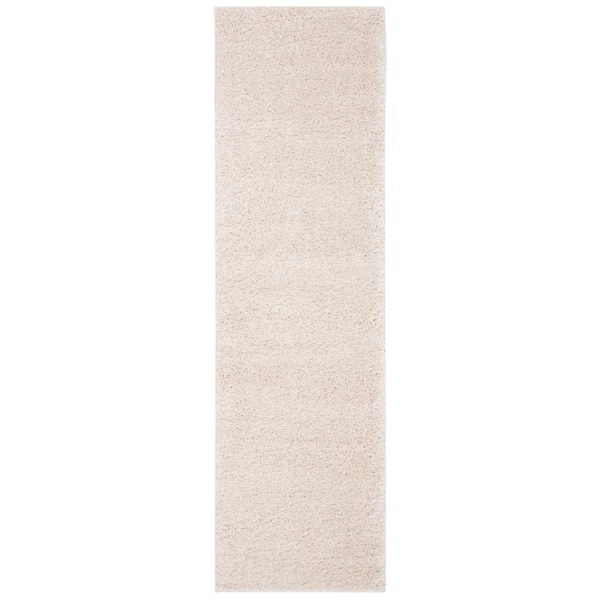 August Shag Beige 2 ft. x 16 ft. Solid Runner Rug