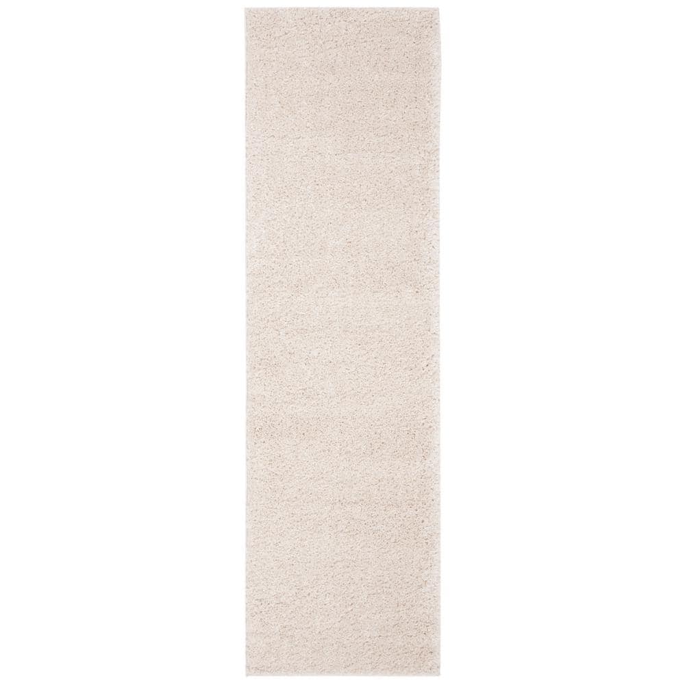 Beige Synthetic Easy Care Shag Runner Rug 2'3" x 6'