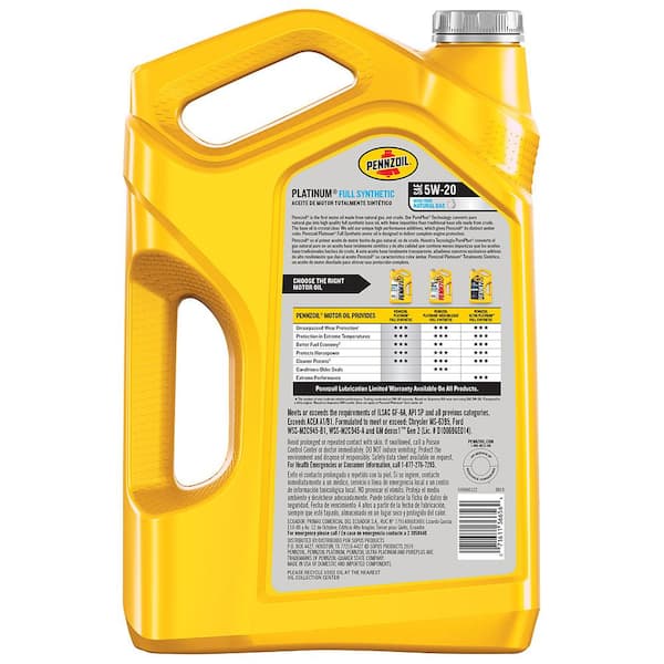 Platinum SAE 5W-20 Full Synthetic Motor Oil 5 qt. (Case of 3)