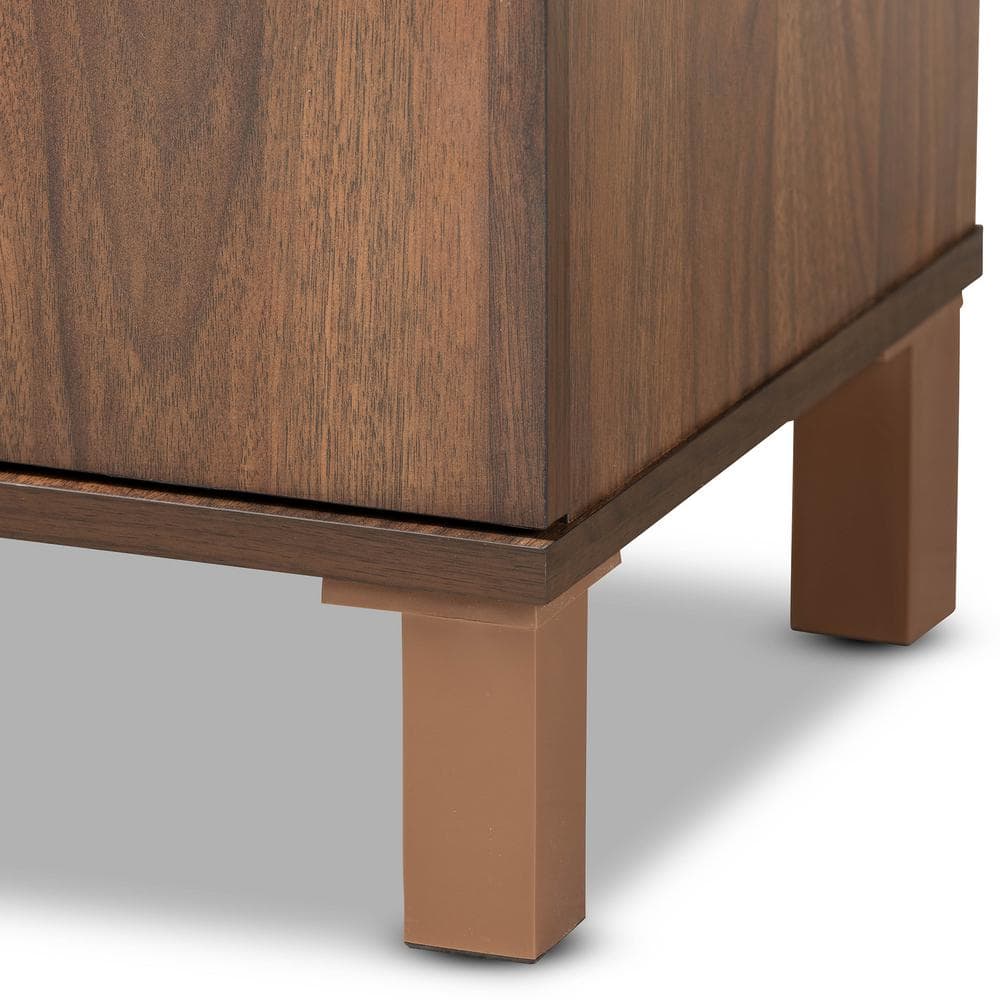 Walnut Brown and Dark Gray 2-Door Shoe Storage Cabinet