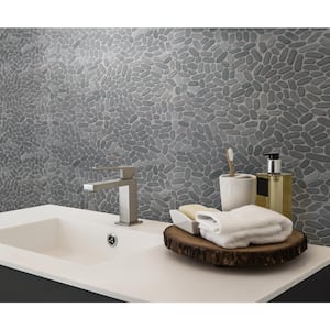 Sliced Pebble Coal 13 in. x 13.25 in. Textured Marble Look Floor and Wall Tile (10 sq. ft./Case)