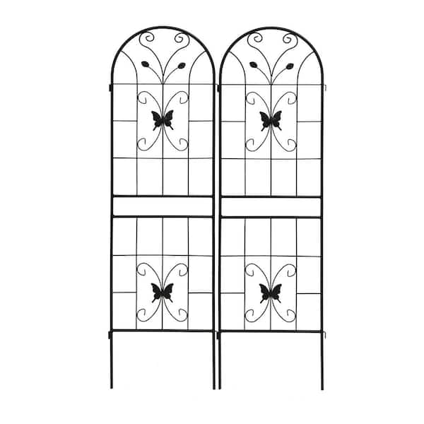 Tenleaf 2-Piece Black Metal Garden Trellis 19.7 x 71 in. Rustproof Trellis for Climbing Plants Outdoor Rustproof Plant Support