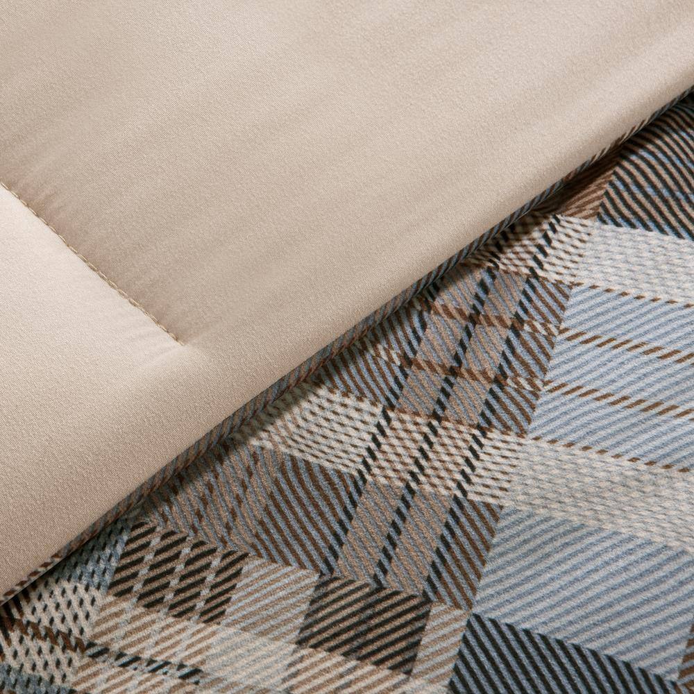 Rustic Brown and Blue Plaid Down Alternative Comforter Set