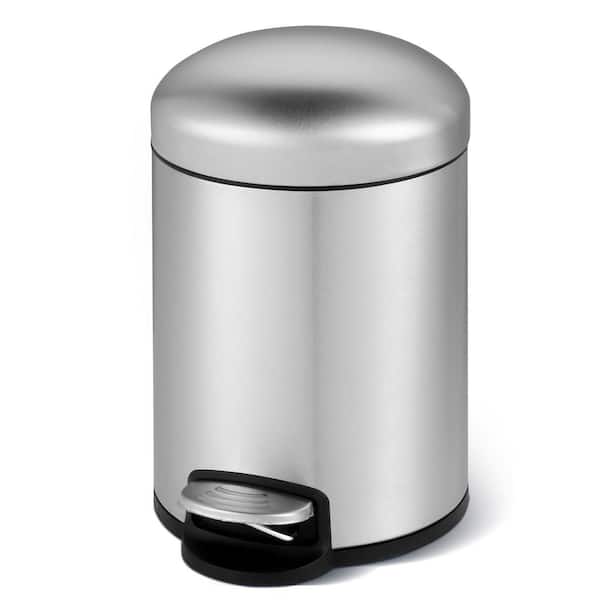 Innovaze 1.3 Gal. Stainless Steel Brushed Fingerprint-Resistant Round Step-on Trash Can