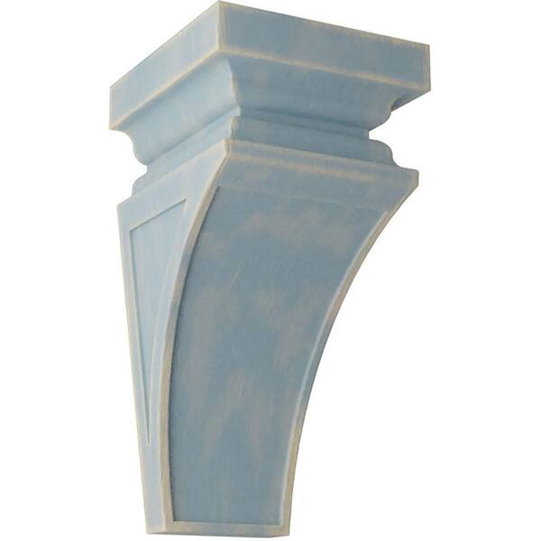 Ekena Millwork 7 in. x 14 in. x 7-3/4 in. Driftwood Blue Jumbo Nevio Wood Vintage Decor Corbel