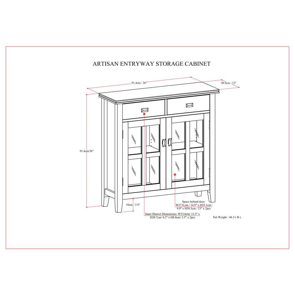 Russet Brown Solid Wood Entryway Storage Cabinet with Adjustable Shelves