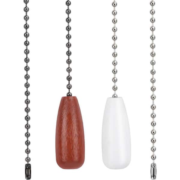 Ceiling Fan Pull Chains 12. 68in White & Brown with Connector 2-Pack