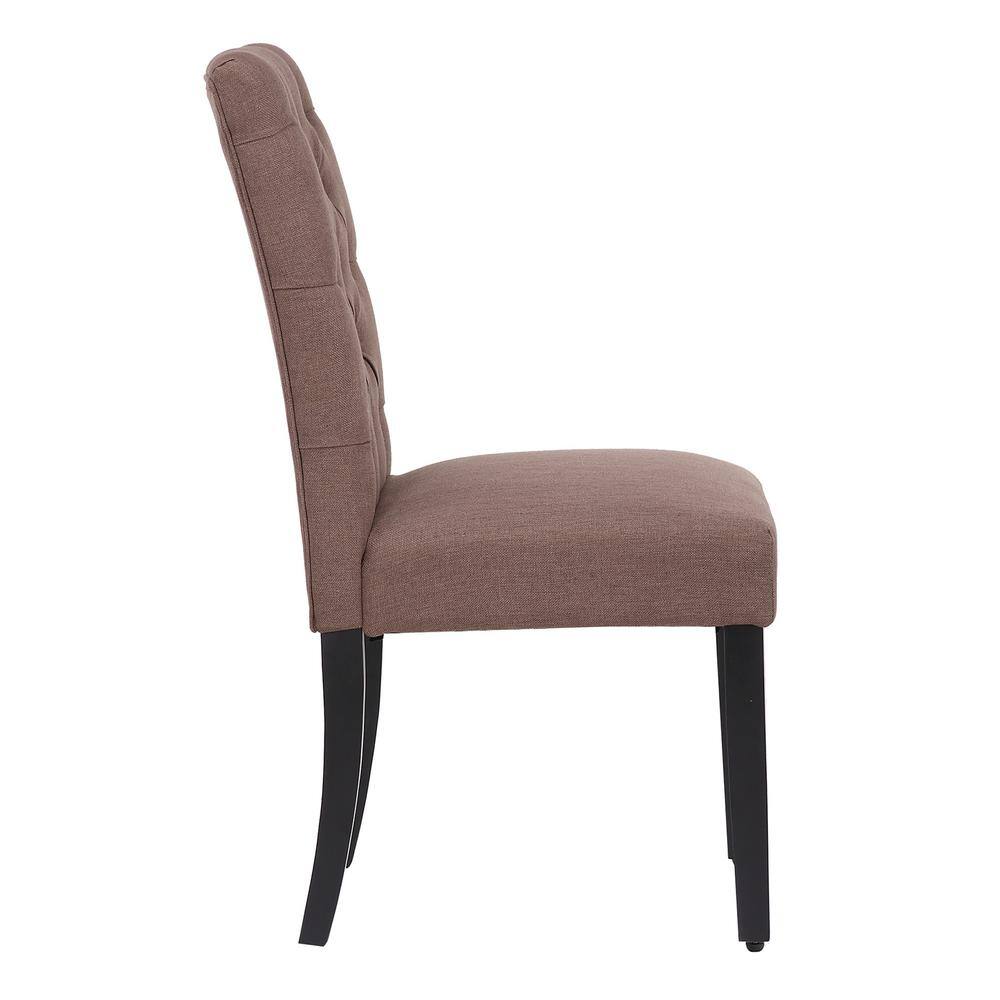Westin Classic Button Tufted Linen Side Chair in Brown