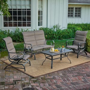 River Oak 4-Piece Metal Patio Conversation Set with Padded Sling