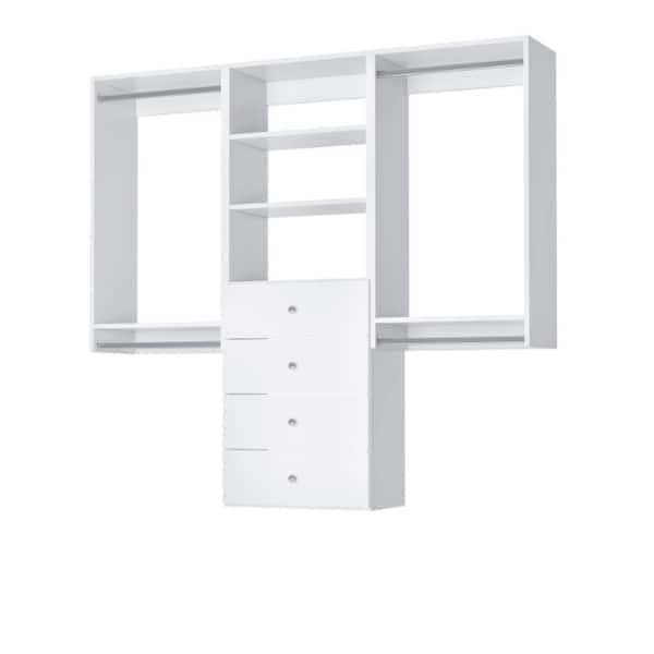 Vista Collection 85.5 in W White Premium Closet Kit Wall Mounted 9-Shelf Wood Closet System