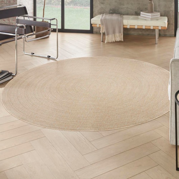 Tulum Cream 8 ft. Round x 8 ft. Linear Contemporary Round Area Rug