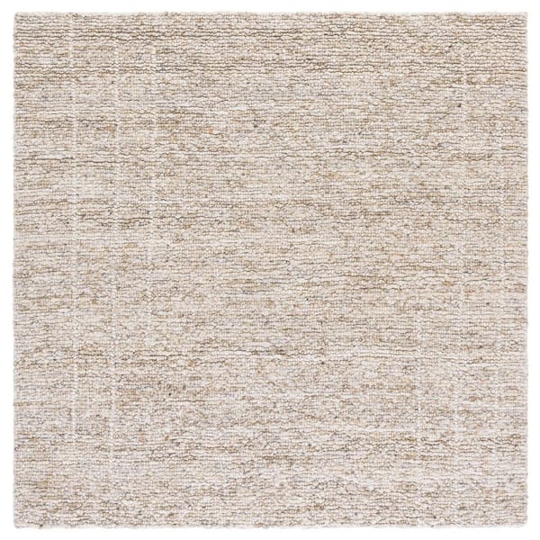 Natura 6 ft. x 6 ft. Beige/Ivory Abstract Grid Distresed Square Area Rug