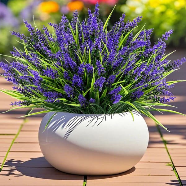 48 Bundles UV Resistant Plastic Faux Plants, 14.5 in. Purple