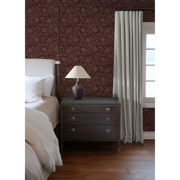 Hague Burgundy Floral Trail Wallpaper