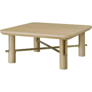 Kendall 16 in. Brown/Brass Rectangle Wood Coffee Table