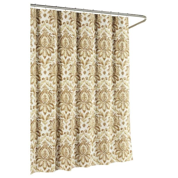 Creative Home Ideas Paige Cotton Luxury 72 in. x 72 in. L Shower Curtain in Taupe